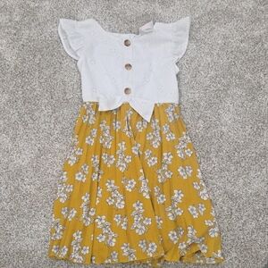 Youngland White and Yellow Floral Kids Dress